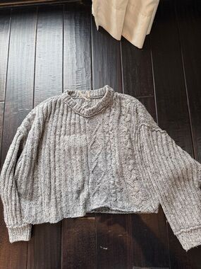 Free people grey cropped sweater